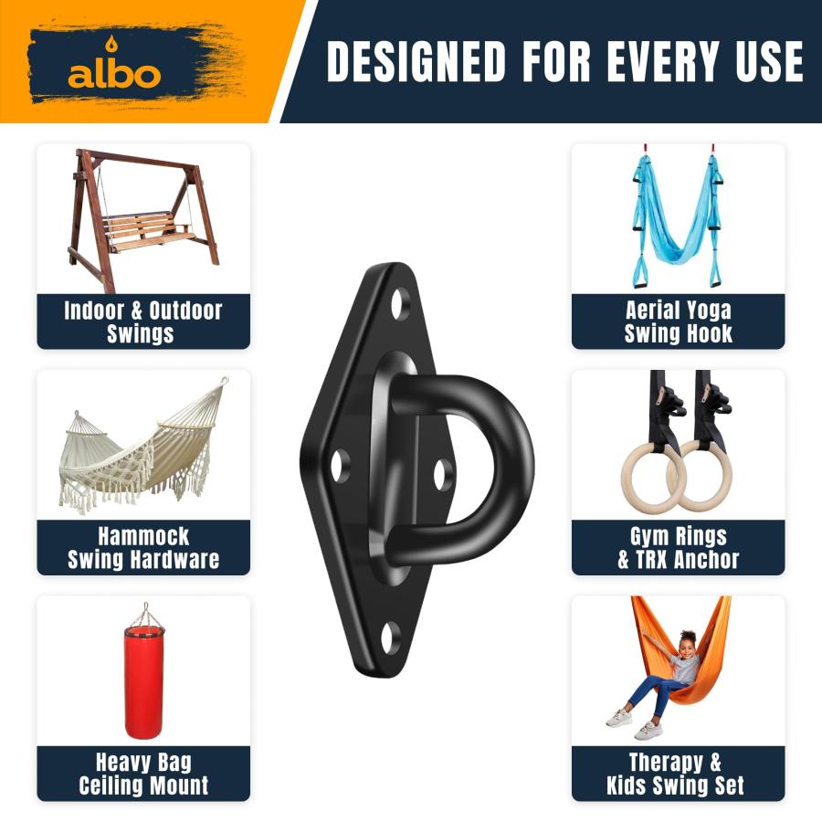 【並行輸入品】Albo スイングハンガー ダイヤモンドアイプレート シルバー&ブラック ブラック 4個 Albo Diamond Plate 2_9
