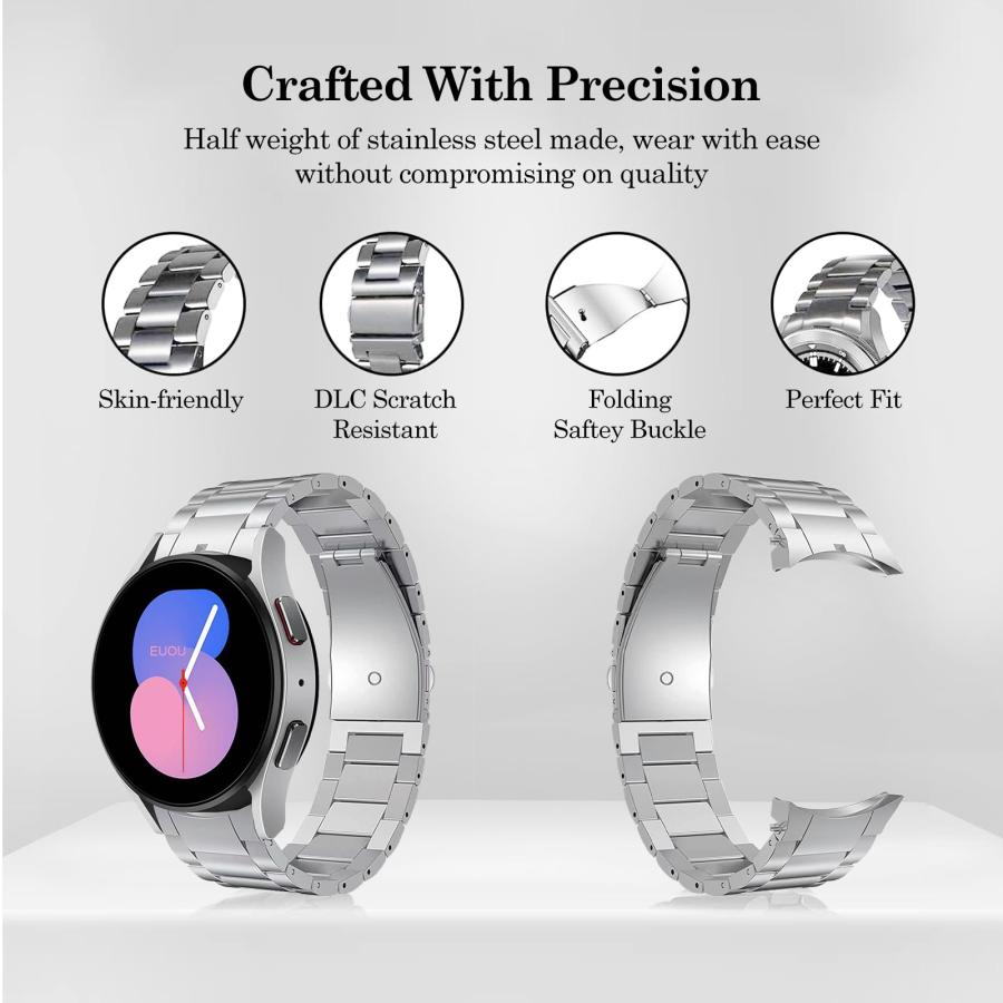 【並行輸入品】シンジング 22mm チタンバンド Samsung Galaxy Watch 7用 ギャップなし チタンメタル 調節可能なストラッ_9