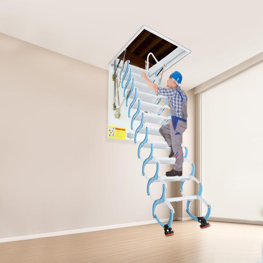 【並行輸入品】 Folding Attic Ladder， Pull Down Attic Stairs，Hidden Ceiling Moun_3