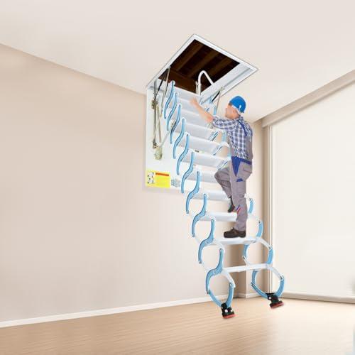 【並行輸入品】 Folding Attic Ladder， Pull Down Attic Stairs，Hidden Ceiling Moun_4