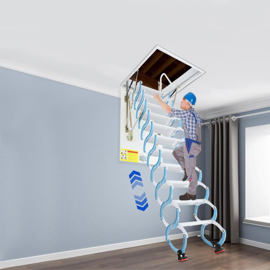 【並行輸入品】 Folding Attic Ladder， Pull Down Attic Stairs，Hidden Ceiling Moun_6