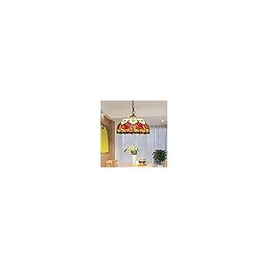 【並行輸入品】 ZHOUYANB Ceiling Stained Glass Chandelier 12" Pendant Light Red_5