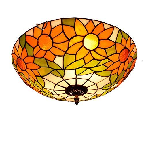 【並行輸入品】 ZHOUYANB Stained Glass Ceiling Lighting 12" Ceiling Light Sun Fl_1