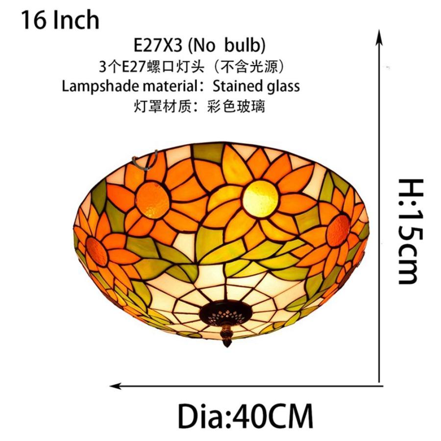 【並行輸入品】 ZHOUYANB Stained Glass Ceiling Lighting 12" Ceiling Light Sun Fl_3