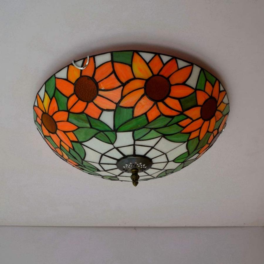 【並行輸入品】 ZHOUYANB Stained Glass Ceiling Lighting 12" Ceiling Light Sun Fl_6
