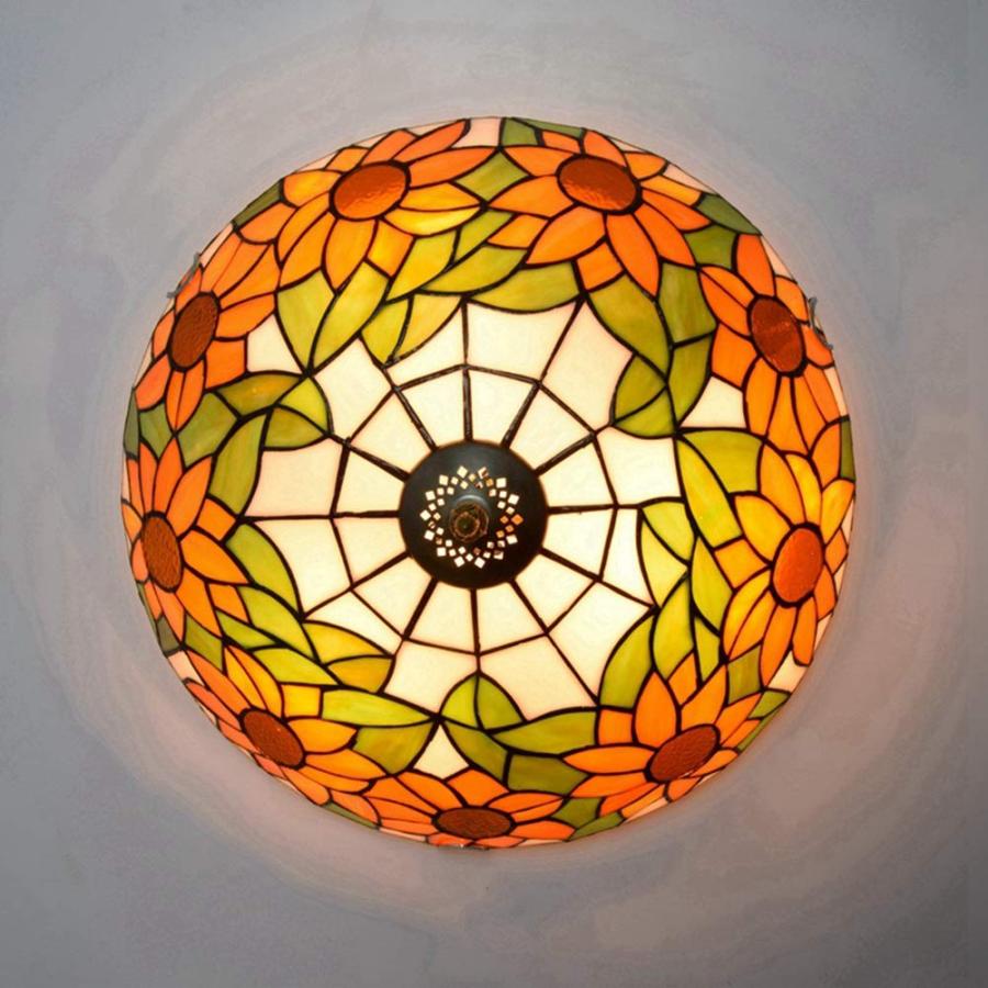 【並行輸入品】 ZHOUYANB Stained Glass Ceiling Lighting 12" Ceiling Light Sun Fl_9