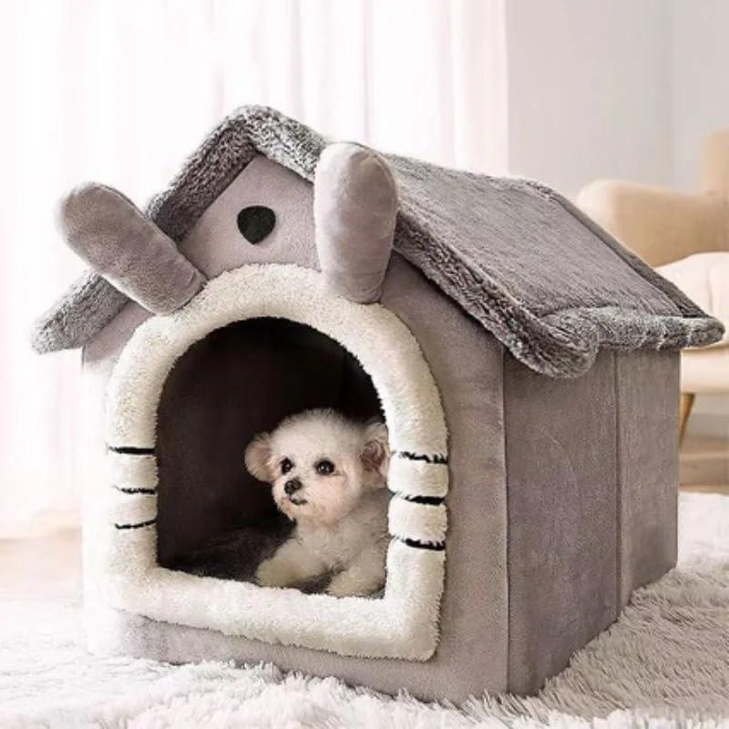 【並行輸入品】 huraty Plush Dog Bed for Small Medium Dogs， Fluffy Donut Round P