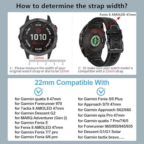 【並行輸入品】ZPJPPLX 22mm 本革腕時計バンド Fenix E 8 AMOLED 47mm 7 6 Pro 5 plus用、クイックフの画像