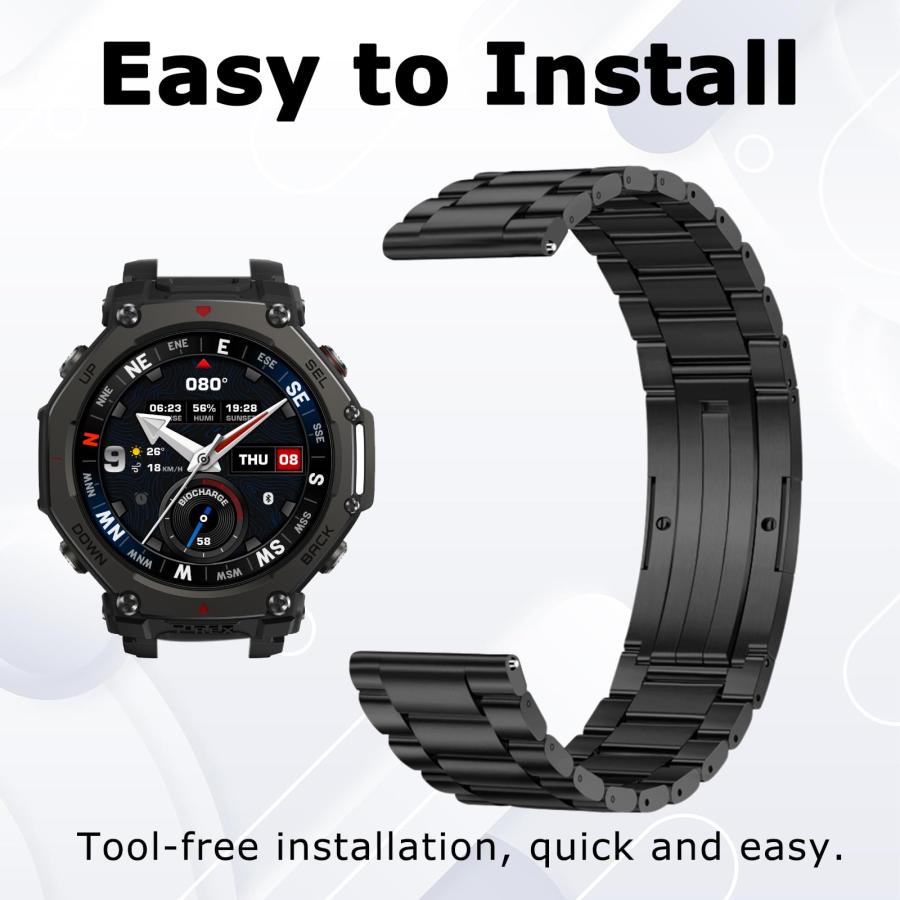 【並行輸入品】PONATTENO チタン腕時計バンド Amazfit T Rex 3 Pro 48mm対応 超軽量 丈夫 チタン製腕時計ストラッ_3