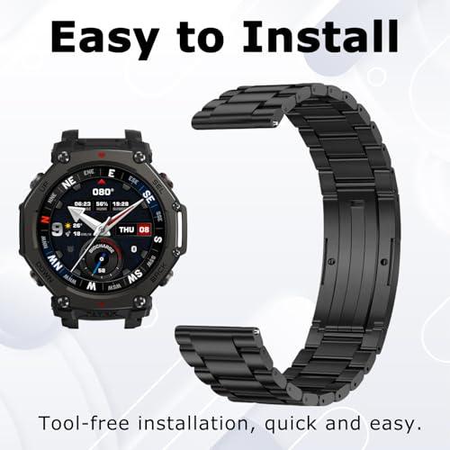 【並行輸入品】PONATTENO チタン腕時計バンド Amazfit T Rex 3 Pro 48mm対応 超軽量 丈夫 チタン製腕時計ストラッ_4