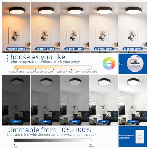 【並行輸入品】 LELEJU LED Ceiling Light， Black 15.75 Inch， 36W 5CCT 2700K 6000K_4