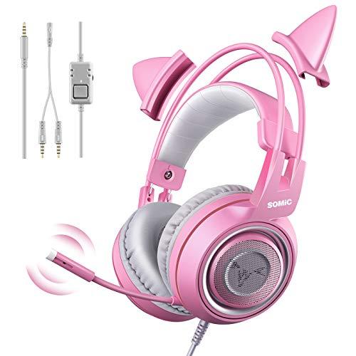 Somic G951s Pink ヘッドフォン ゲーミングヘッドフォン 可愛い 高音質 猫耳ヘッドホン 3 5ｍｍ端子 マイク付き 有線 スマホ 携帯 S 0701 Third New Flower 通販 Yahoo ショッピング