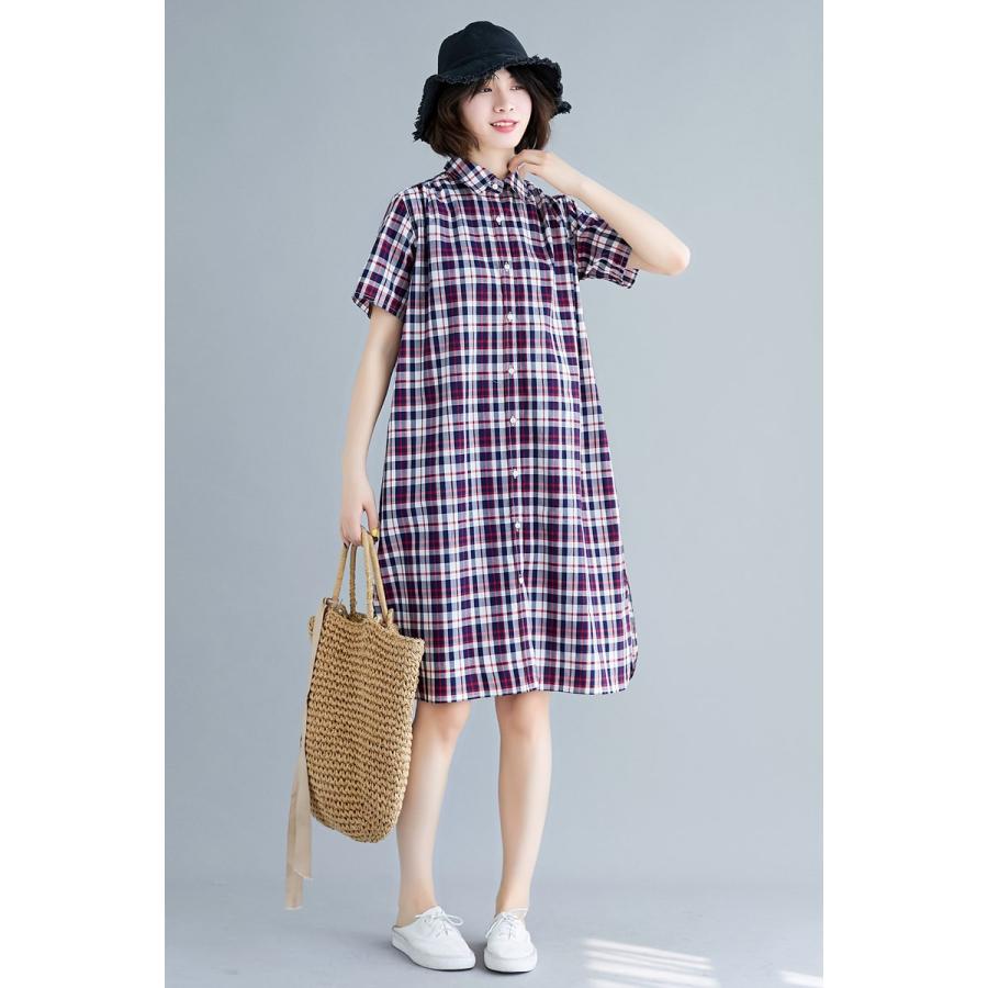 シャツワンピ レディース ロングシャツ ワンピース 羽織 カーディガン マキシ丈 チェック ワンピース おしゃれ 大きいサイズ 着痩せ 半袖 Lb006 New Forest Heart 通販 Yahoo ショッピング