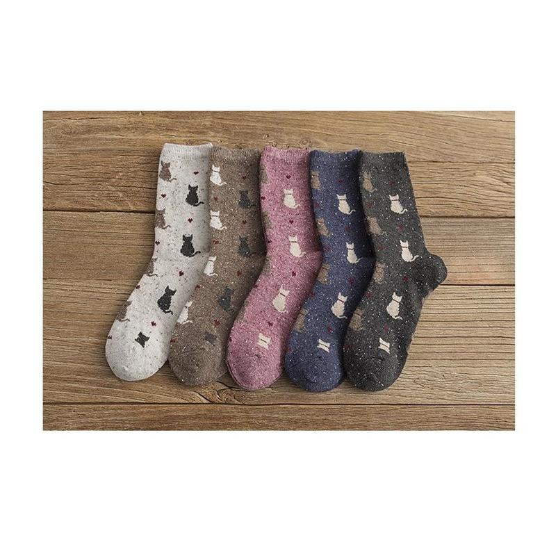 靴下 レディース 3足組 暖かい 猫柄ソックス ショートソックス 靴下