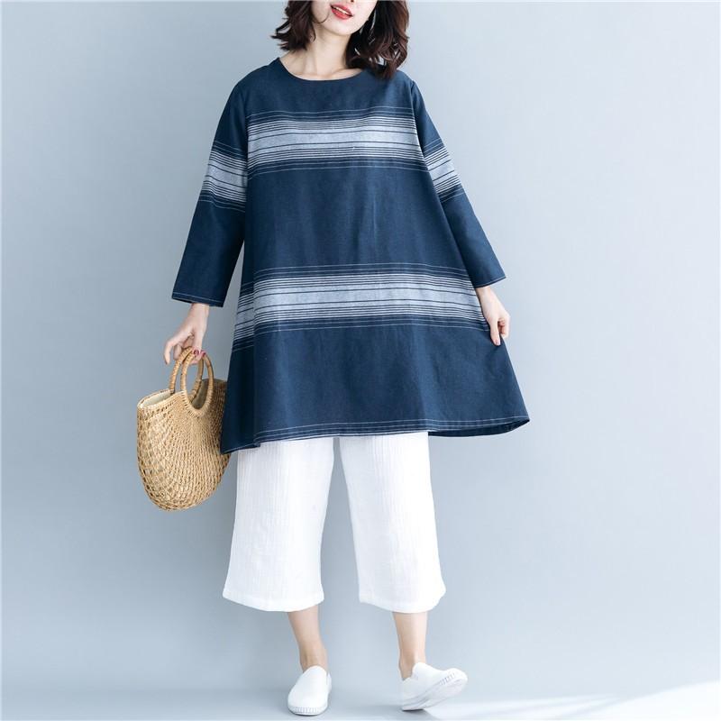 ワンピース シャツワンピース ストライプ柄 麻綿混紡 マリン風 大人 上品 Vy58 New Forest Heart 通販 Yahoo ショッピング