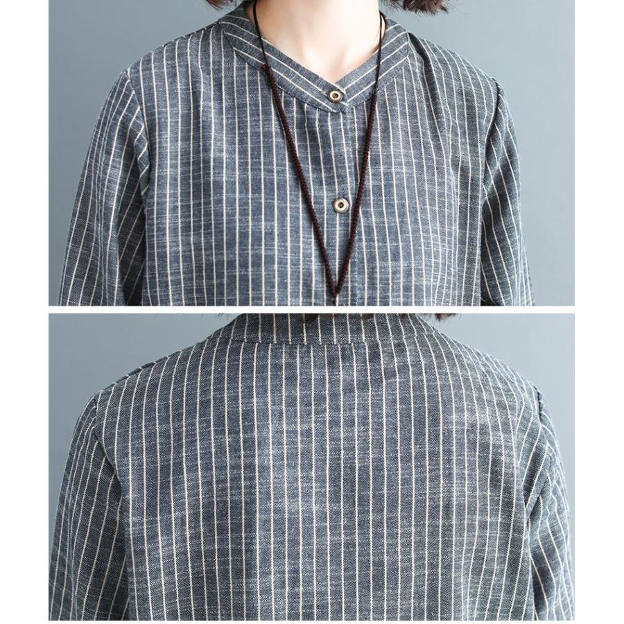 ロングワンピース 秋 コットンリネン 長袖 マキシ丈 ストライプ柄 体型カバー おしゃれ ゆったり 通勤 レディース 大きいサイズ Yl New Forest Heart 通販 Yahoo ショッピング