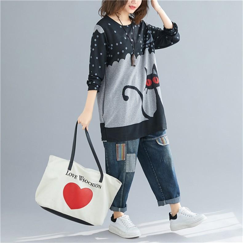 シャツ レディース 長袖 ゆったり カジュアル 大きいサイズ 猫柄 丸首 秋 ラウンドネック ゆるかわ 大人ファッション 人気アイテム Yl New Forest Heart 通販 Yahoo ショッピング