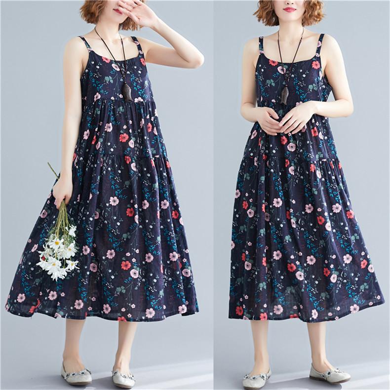 ワンピース ロングワンピ レディース 膝下 プリント ノースリーブ Aライン 花柄 シンプル フレア エスニック 夏コーデ 体型カバー 着痩せ Yl New Forest Heart 通販 Yahoo ショッピング