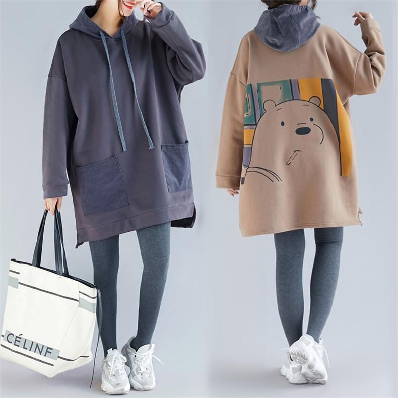 パーカー ロング丈 レディース フード付き 漫画柄 トップス ゆったり 長袖 オシャレ パフスリーブ 可愛い 大きいサイズ 大人カジュアル 通販