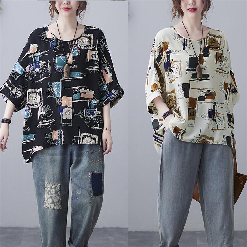 トップス プルオーバー シャツ レディース Uネック 漫画柄 ナチュラルさが満点 大きいサイズ 通気性がいい 30代40代50代 さらりと着られる 体型カバー 新作多数