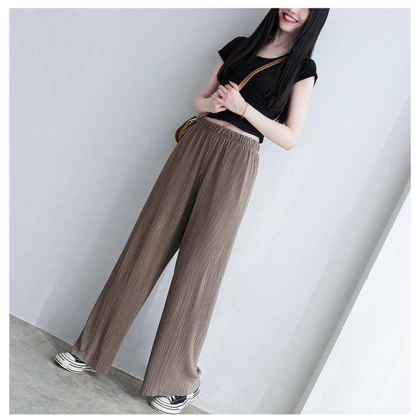 ハイウエストロングパンツ　春夏用　シンプルデザインスリット入りデートにも最適 レディース ワイドパンツ 夏 ハイウエスト さらっとした 落ち感