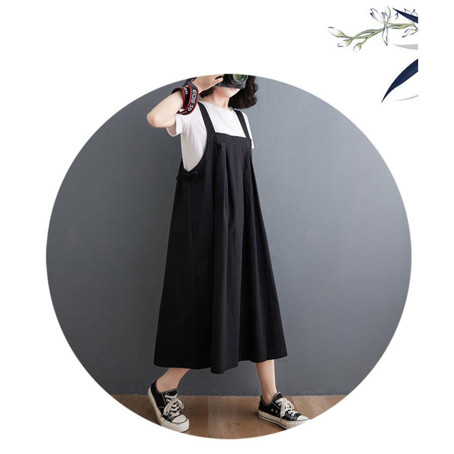 サロペットワンピース マキシ丈 レディース オールインワン ジャンパー