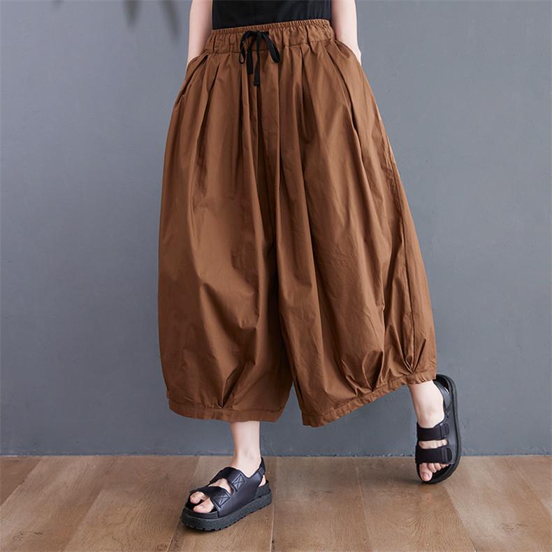 ⭐︎ayane⭐︎新品未使用⭐︎ブラウン バルーンパンツ ウエストゴム ボトムス レディース 綿パンツ 夏物 バルーンパンツ ウエストゴム 裾