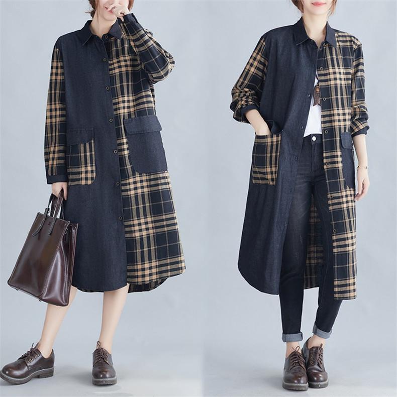 シャツワンピース レディース 膝丈 アウター チェック柄 長袖 春秋 さりげなく体型カバー ゆったりとしたシルエット 大人カジュアル お洒落 通勤 Ol 楽天1位