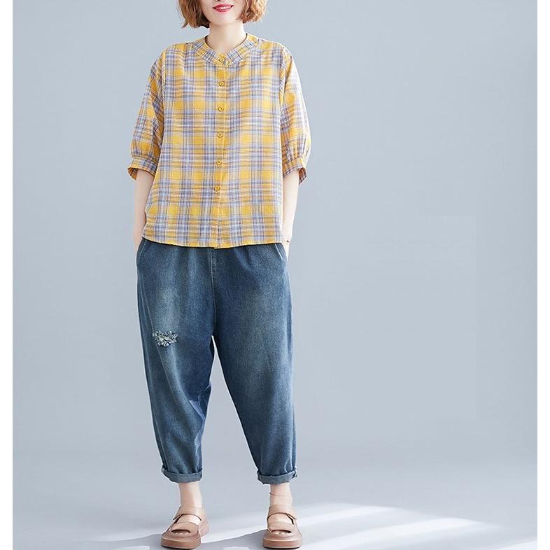 レディース 半袖 ブラウス チェック柄 ゆったり カジュアル シャツ 大きいサイズ 薄手 カジュアルコーデにおすすめ Yl6153 New Forest Heart 通販 Yahoo ショッピング