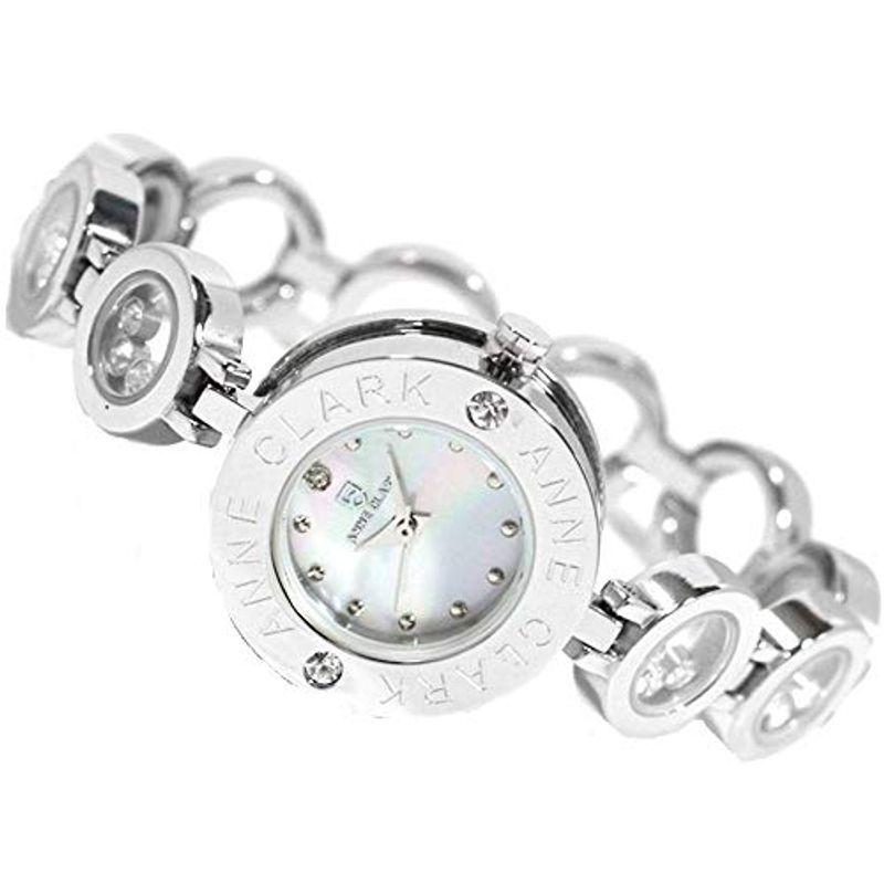 【信頼】 天然ダイヤ 天然シェル文字盤 1008シリーズ レディース腕時計 CLARK ANNE ダイヤモンド (シル ムービングストーンブレスレット 腕時計