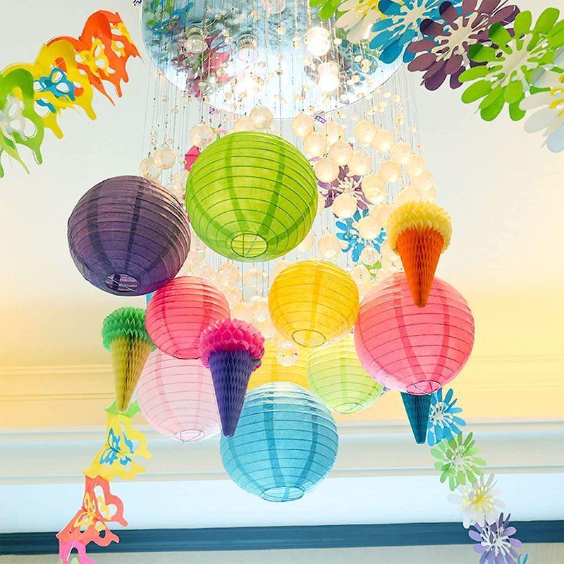 LIHAO 提灯 紙ちょうちん 8色入 祭り 夏祭り 飾り 飾り付け 装飾 丸型 