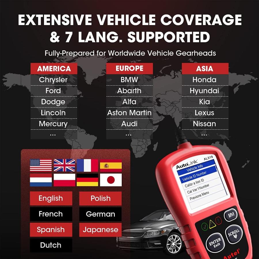 Autel ] AL319 OBD2 故障診断機 ミニ 診断機 自動車 車 スキャンツール