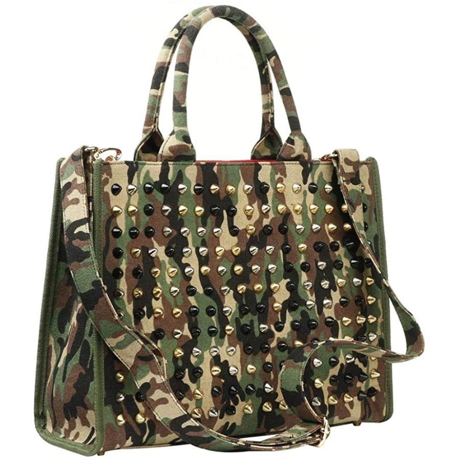ショット トートバッグ カモフラ スタースタッズ キルティング エキドナ スタッズ バッグ ハリートート レディース ラインストーン