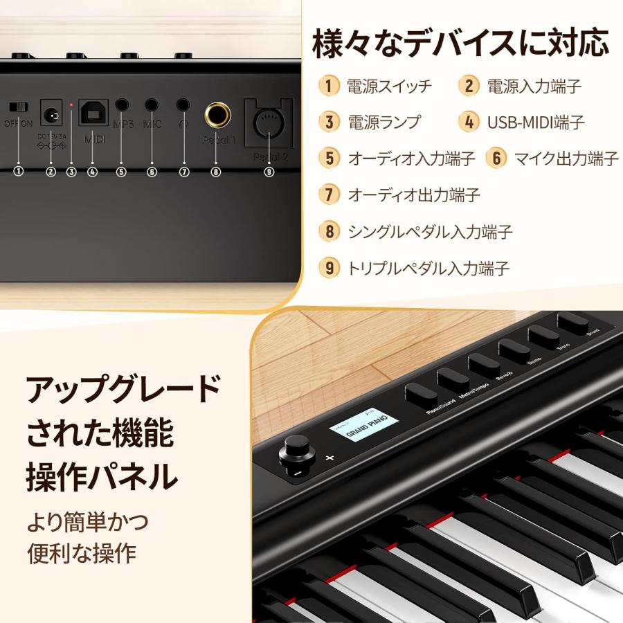 電子ピアノ 88鍵盤 TERENCE 電子オルガン キーボード MIDI対応 電子ピアノ 88鍵盤 TERENCE 電子オルガン キーボード MIDI対応