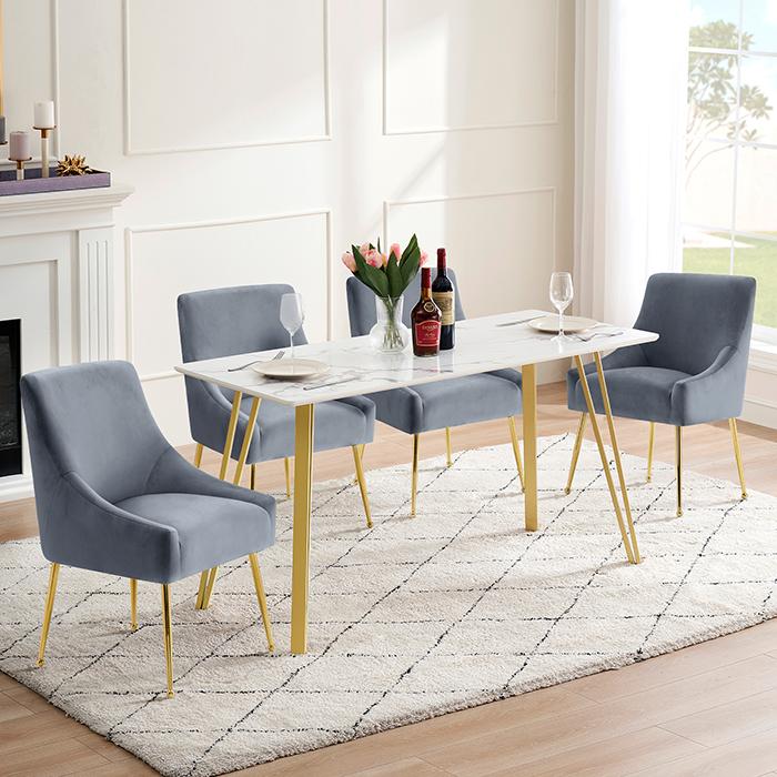 Newvalueモダンダイニングチェア 2脚セット ベルベット張り リビング