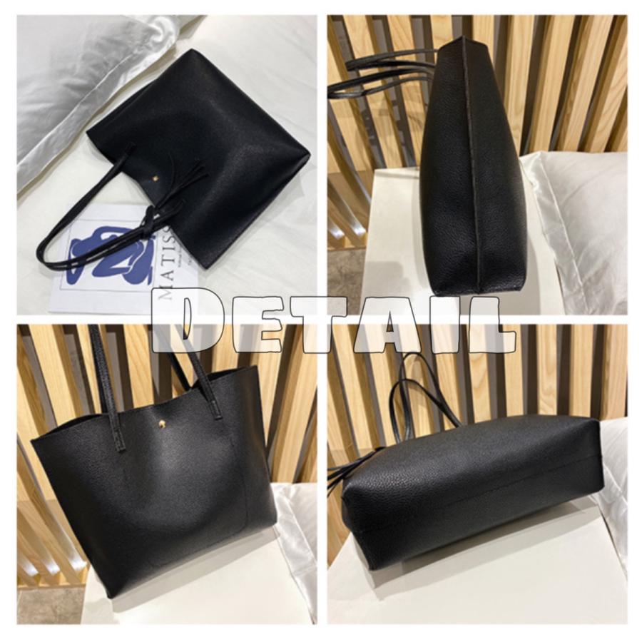 トートバッグ レディース 薄い a4 大きめ 軽量 軽い おしゃれ 肩掛け 仕切り 大容量 防水 かわいい 通学 PVCレザー 無地 仕事 | ブランド登録なし | 07