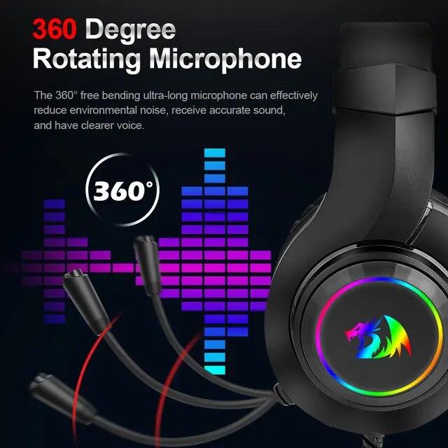 【超美品】 RedragonヒュラスH260 rgbゲーミングヘッドフォン、3.5ミリメートルサラウンドサウンドコンピュータヘッドセットイヤホンマイクPS4ためス