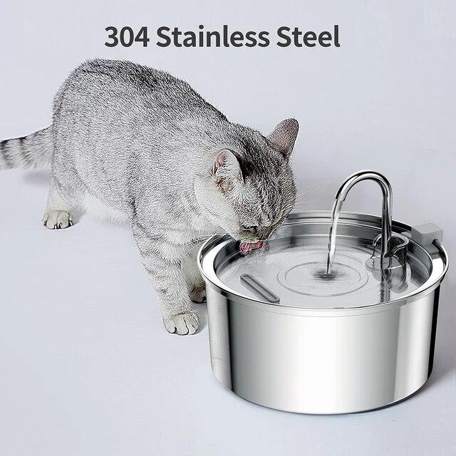 販促サービス 犬の水ディスペンサー付きの自動猫噴水，透明なステンレス鋼の水ディスペンサー