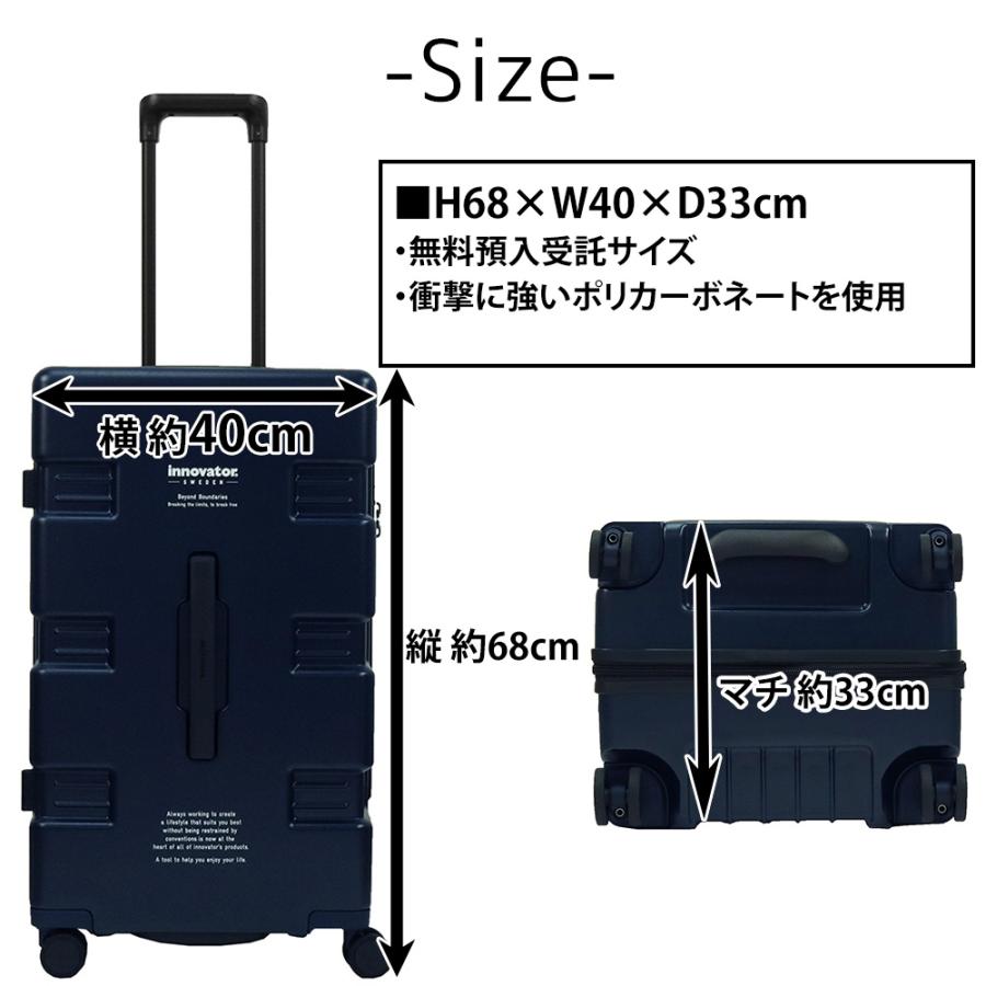 イノベーター スーツケース キャリーケース 無料預入受託サイズ innovator iw66 75L ビジネスキャリー キャリーバッグ ハード メンズ レディース nwar Kupon1120｜newbag-w｜15