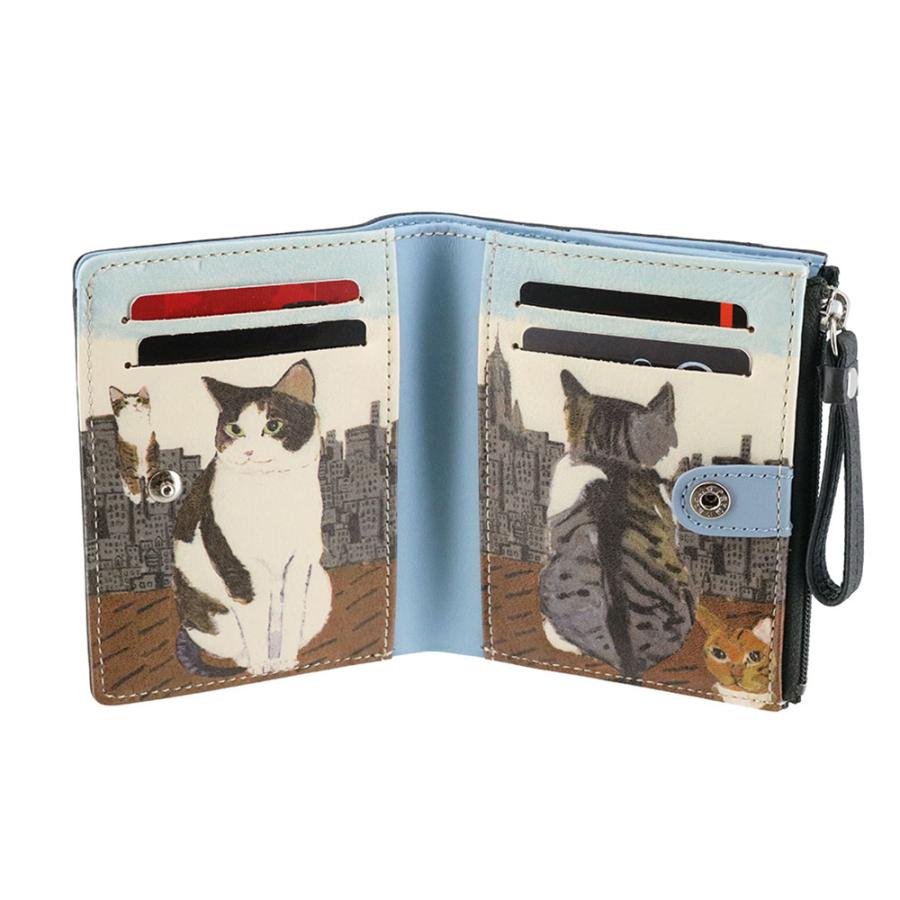 Manhattaner's 猫プリント 二つ折り財布 Manhattaner's（マンハッタナーズ） 二つ折り財布 ライブリーパース 猫