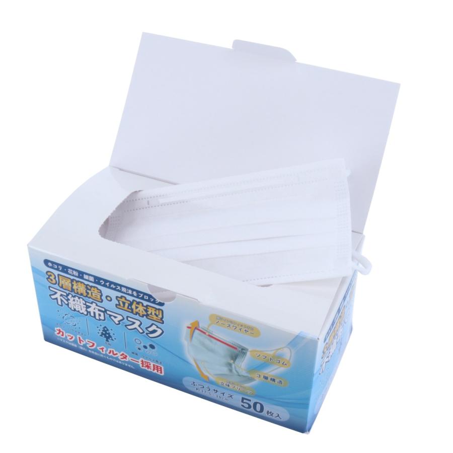 不織布マスク 高品質 3層構造 立体型 使い捨て 清潔 50枚 フリーサイズ