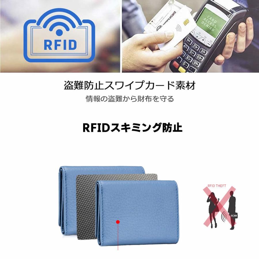 ミニ財布 レディース 3つ折り RFIDスキミング防止 本革 コンパクト 薄い財布 二つ折り財布 メンズ 小さい財布 ミニウォレット 超軽量 可愛い 小銭｜newcentury｜12