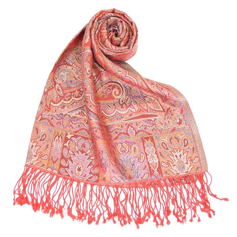 ストール シルク マフラー ペイズリー インド製 ジャガード織 シルク