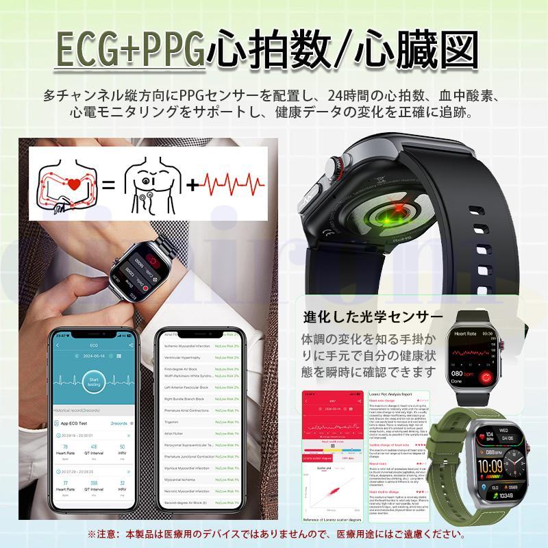 スマートウォッチ 健康管理ECG心電図「血液成分 体組成分析」通話機能 日本製センサー 歩数計 活動量計 体温 血圧 心拍数 血中酸素 睡眠管理 ギフト 初心者の画像
