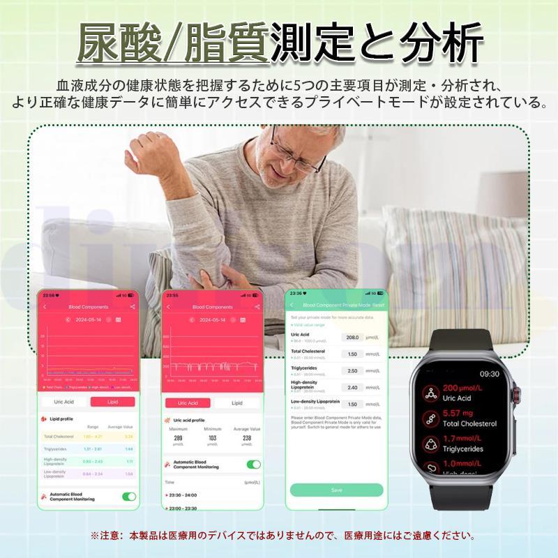 スマートウォッチ 健康管理ECG心電図「血液成分 体組成分析」通話機能 日本製センサー 歩数計 活動量計 体温 血圧 心拍数 血中酸素 睡眠管理 ギフト 初心者の画像