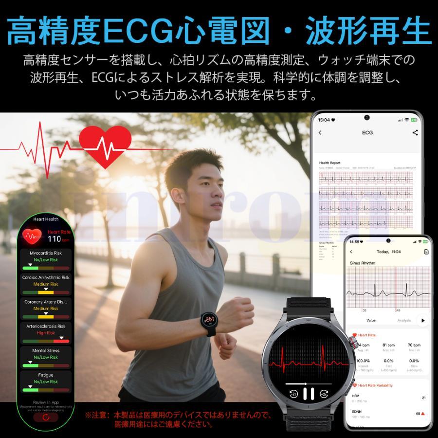 2026最新登場 スマートウォッチ 血圧測定 ECG心電図 通話機能 体温 血圧 体組成 血液成分分析 音声アシスタント 血中酸素 歩数計 睡眠 iPhone Android対応の画像