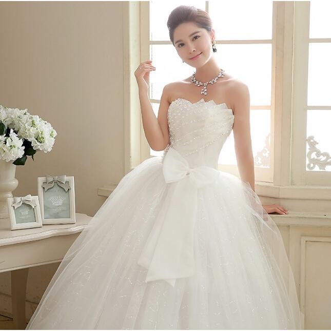 ウェディングドレス 結婚式 花嫁 二次会 安い パーティードレス 大きいリボン プリンセスライン ウエディングドレス  ホワイト  大きいサイズ