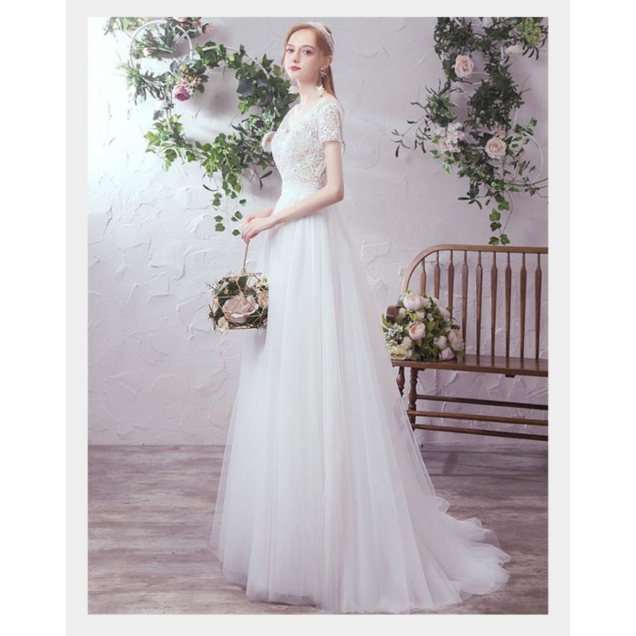 ウェディングドレス デコルテドレス Aライン ｖカット プリンセス エンパイア 結婚式 披露宴 二次会 パーティ シンプルウェディングドレス ウェディングドレス Y アトランティス 通販 Yahoo ショッピング