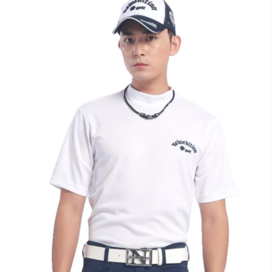 ゴルフウェア メンズ モックネックシャツ ハイネック シャツ メンズ 速乾・吸収スポーツ素材 半袖シャツ ポロシャツ・春夏 メール便発送 NEG-314｜newedition-golf｜02