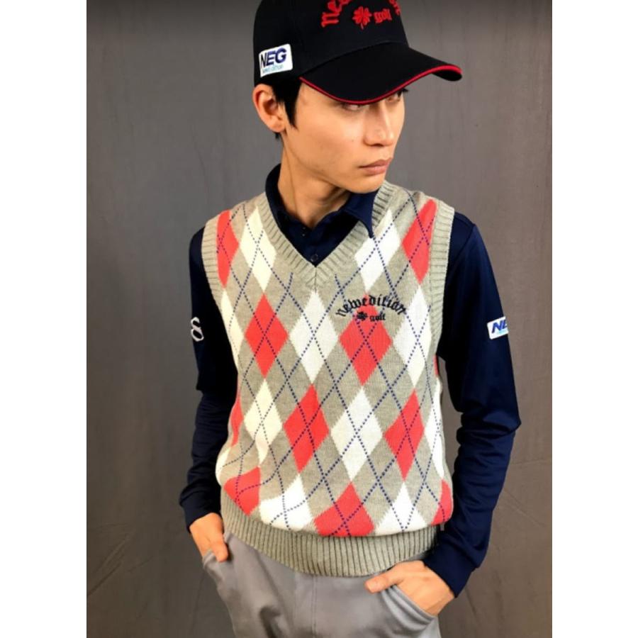ゴルフベストメンズ ゴルフウェア メンズ 秋冬 アーガイル ニュー